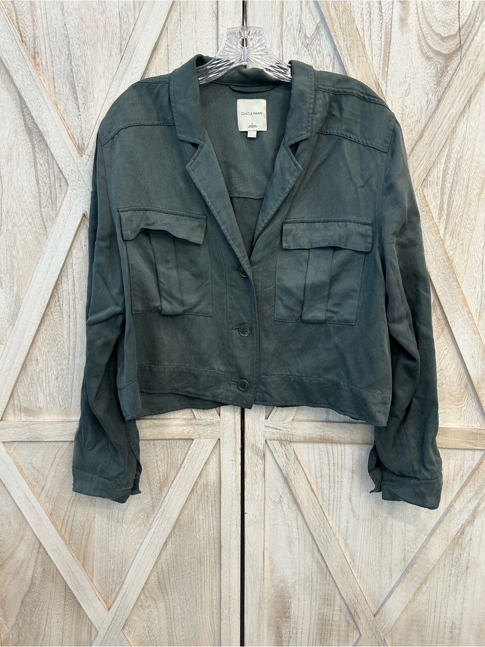 Gentle Fawn Slate Green Cropped Utility Jacket